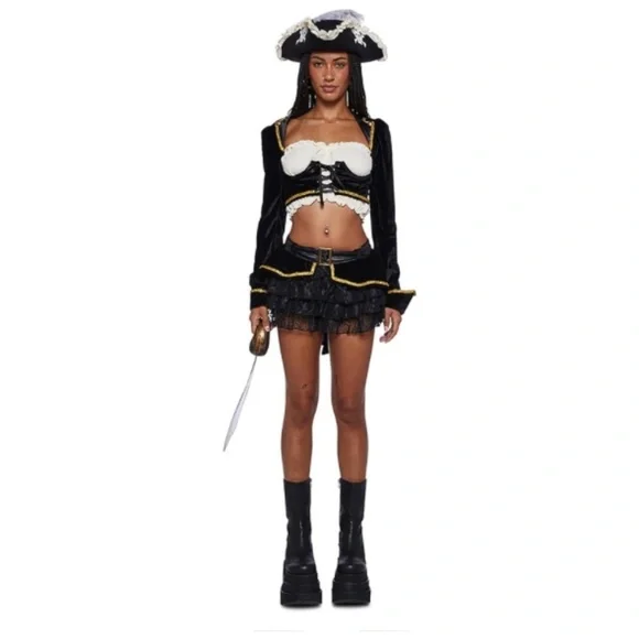 NWT DOLLS KILL Dolls Kill Pirate Maiden Costume - Ren-Faire Crop Top Mini Skirt - Picture 15 of 15
